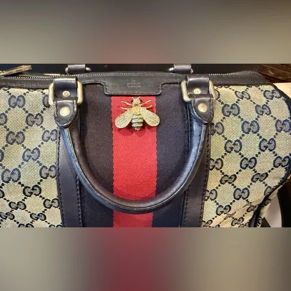 Classic Vintage Gucci Sherry Line Speedy Boston Navy Blue Bag - Picture 3 of 13